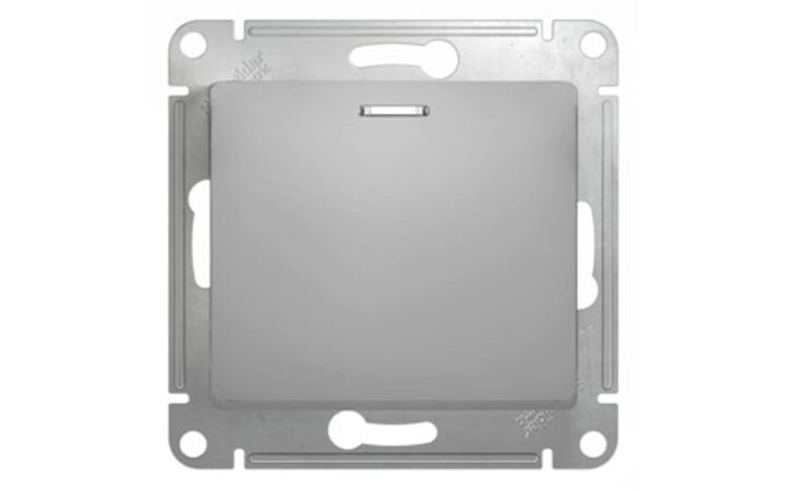 фото - Schneider Electric Glossa Алюминий Выключатель 1-клавишный с подсветкой, сх.1а (GSL000313)