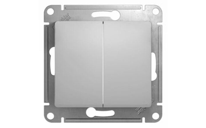 фото - Schneider Electric Glossa Алюминий Выключатель 2-клавишный, сх.5 (GSL000351)