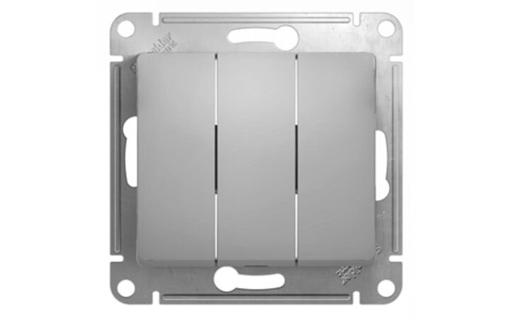 фото - Schneider Electric Glossa Алюминий Выключатель 3-клавишный, сх.3 (GSL000331)