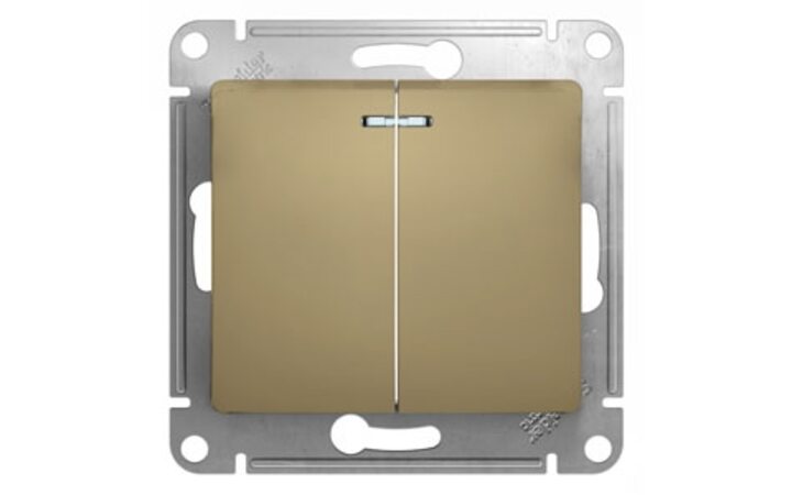 фото - Schneider Electric Glossa Титан Выключатель 2-клавишный с подсветкой, сх.5а (GSL000453)