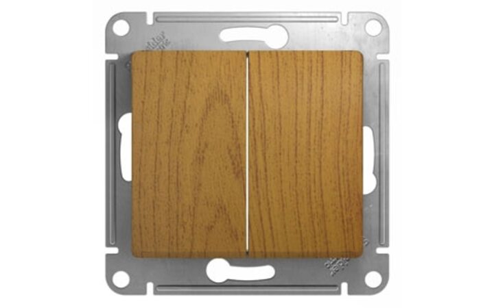 фото - Schneider Electric Glossa Дерево Дуб Выключатель 2-клавишный, сх.5 (GSL000551)