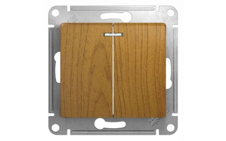 фото - Schneider Electric Glossa Дерево Дуб Выключатель 2-клавишный с подсветкой, сх.5а (GSL000553)