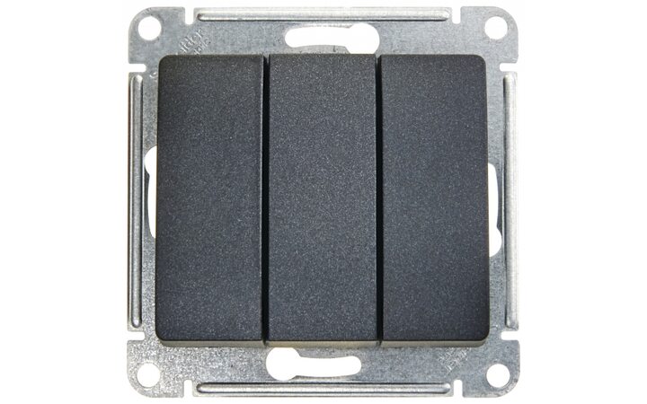 фото - Schneider Electric Glossa Антрацит Мех Выключатель 3-клавишный сх.3, 10AX (GSL000731)