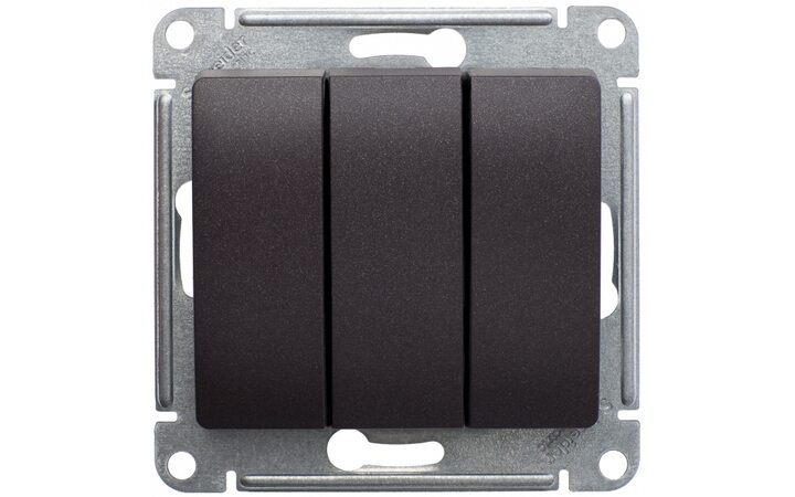 фото - Schneider Electric Glossa Шоколад Мех Выключатель 3-клавишный сх.3, 10AX (GSL000831)