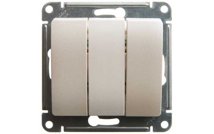 фото - Schneider Electric Glossa Перламутр Мех Выключатель 3-клавишный сх.3, 10AX (GSL000631)
