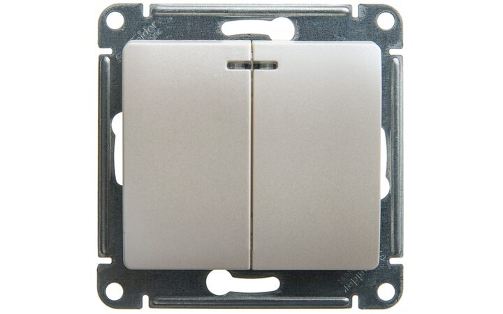 фото - Schneider Electric Glossa Перламутр Мех Выключатель 2-клавишный с подсветкой сх.5а, 10АХ (GSL000653)