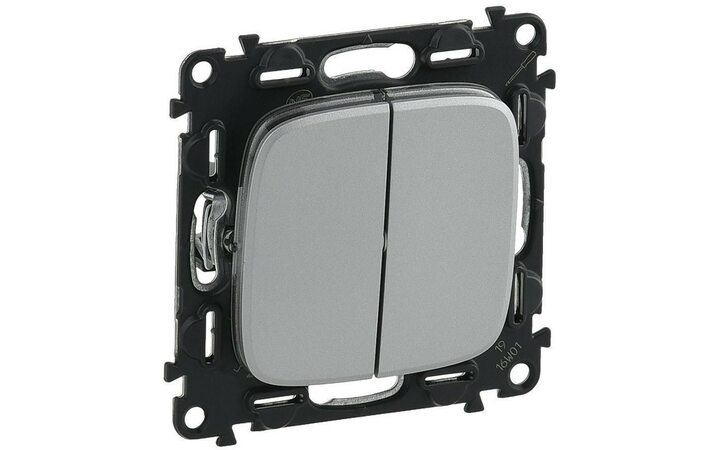 фото - Legrand Valena ALLURE DIY Алюминий выключатель 2-х клавишный 10А 250В (752905)