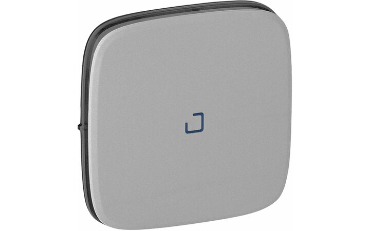 фото - Legrand Valena ALLURE Алюминий клавиша 1-ая с подсветкой/индикацией (голубая линза в центре) (755087)