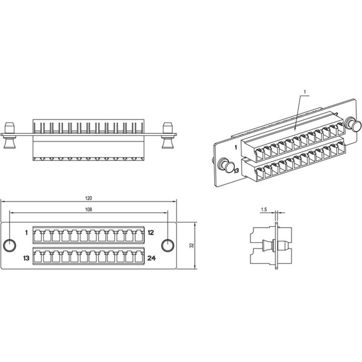 фото - Hyperline FO-FPM-W120H32-24LC-BL