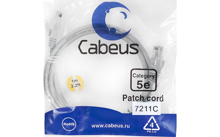 фото - Cabeus PC-UTP-RJ45-Cat.5e-1m