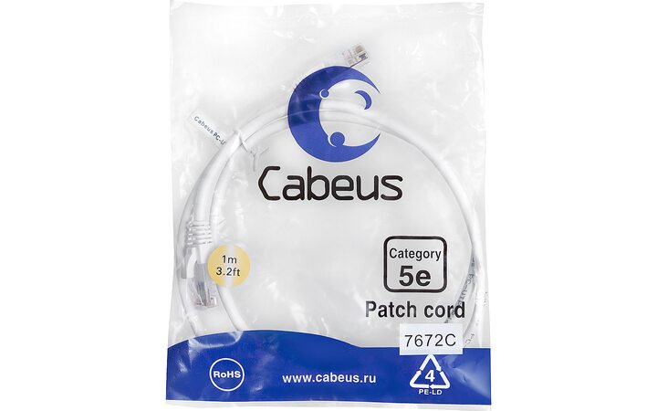 фото - Cabeus PC-UTP-RJ45-Cat.5e-1m-WH-LSZH