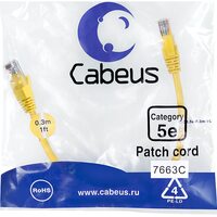 Cabeus PC-UTP-RJ45-Cat.5e-0.3m-YL-LSZH