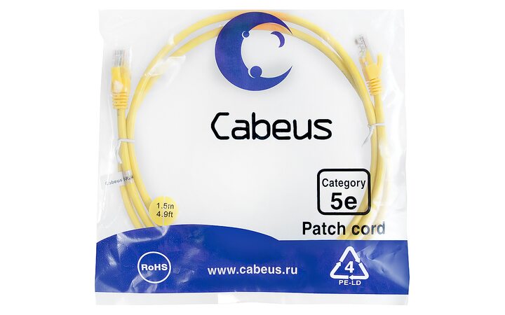 фото - Cabeus PC-UTP-RJ45-Cat.5e-1.5m-YL-LSZH