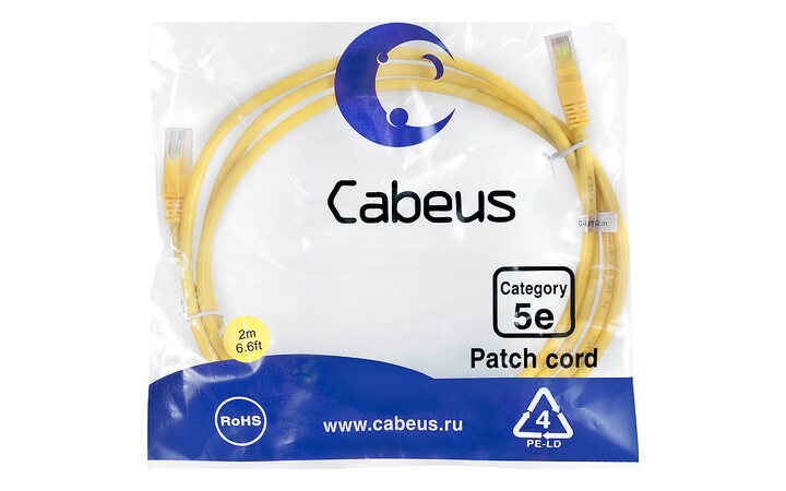 фото - Cabeus PC-UTP-RJ45-Cat.5e-2m-YL-LSZH