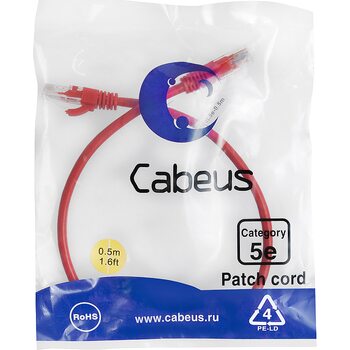 Cabeus PC-UTP-RJ45-Cat.5e-0.5m-RD