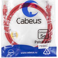 Cabeus PC-UTP-RJ45-Cat.5e-1.5m-RD