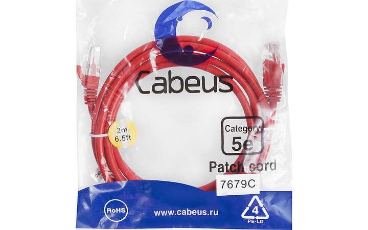 фото - Cabeus PC-UTP-RJ45-Cat.5e-2m-RD