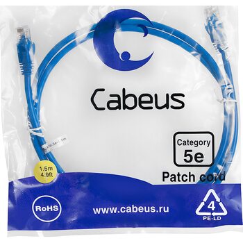 фото - Cabeus PC-UTP-RJ45-Cat.5e-1.5m-BL-LSZH