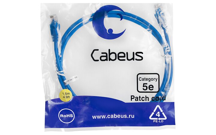 фото - Cabeus PC-UTP-RJ45-Cat.5e-1.5m-BL-LSZH
