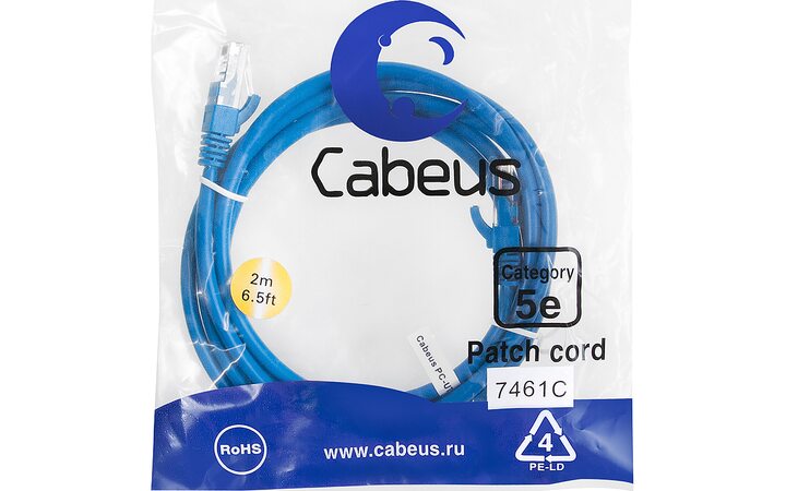 фото - Cabeus PC-UTP-RJ45-Cat.5e-2m-BL-LSZH