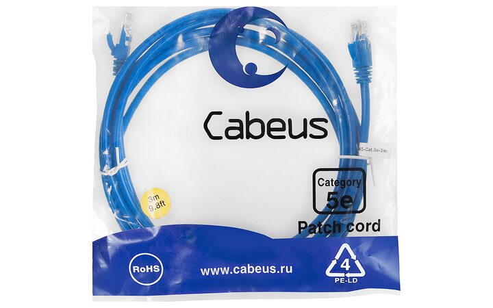 фото - Cabeus PC-UTP-RJ45-Cat.5e-3m-BL-LSZH