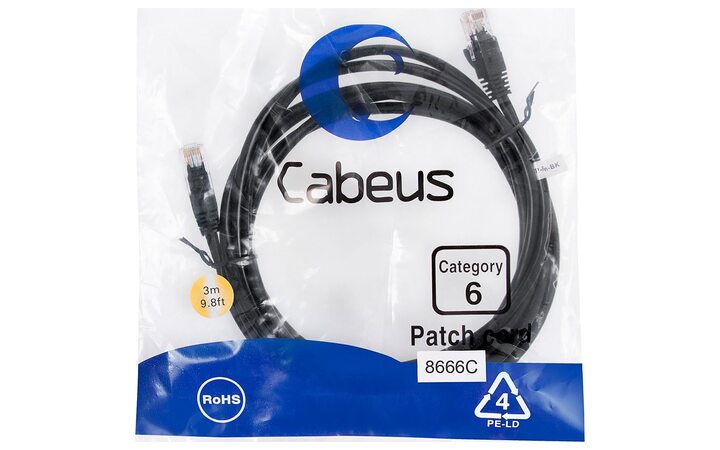фото - Cabeus PC-UTP-RJ45-Cat.6-3m-BK
