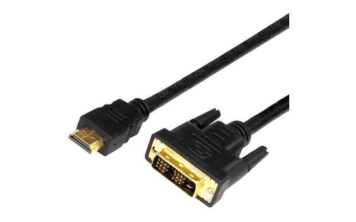 фото - Шнур REXANT HDMI - DVI-D с фильтрами, длина 2 метра (GOLD) (PE пакет) (17-6304)