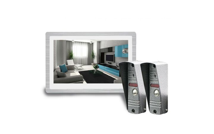 фото - J2000 Комплект видеодомофона 10'-6 АРИНА (белый)/АДМИРАЛ AHD 2,0 mp (серебро)-2шт