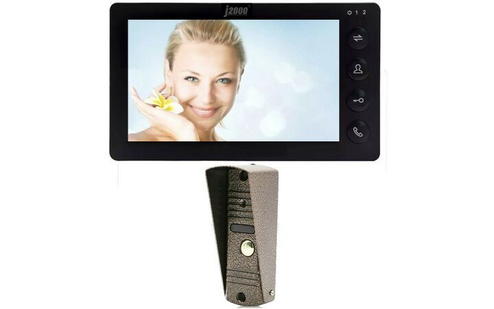 фото - J2000 Комплект видеодомофона с вызывной панелью 7'-1 КАРИНА PAL/АНТЕЙ 2Mp (бел/черн)