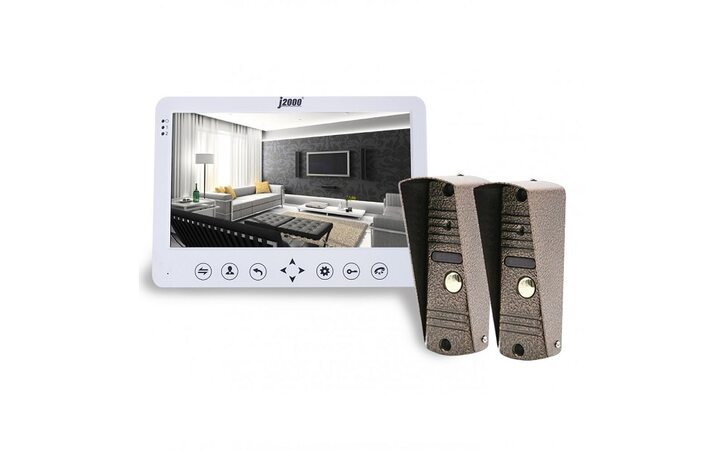 фото - J2000 Комплект видеодомофона 10'-4 АВРОРА (белый)/АДМИРАЛ AHD 2,0 mp (медь)-2шт