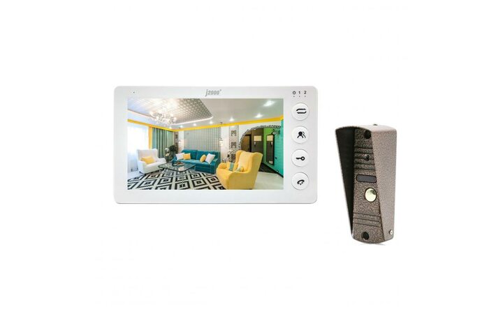 фото - J2000 Комплект видеодомофона 7'-11 КАРИНА SD PAL/АДМИРАЛ MHD 2Mp v.2 (бел/мед)