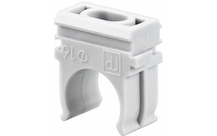 фото - REXANT Крепеж-клипса для труб, Ø16 мм, серый, 100 шт./уп. (28-0116-2)