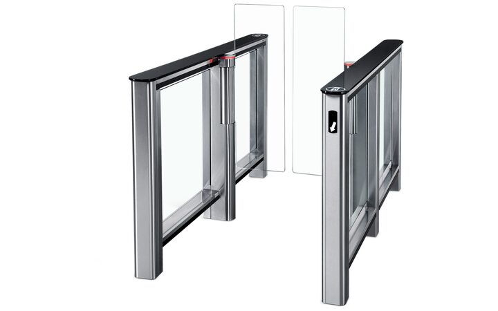 фото - Турникет 'Скоростной проход' PERCo-ST-01 с крышками из закаленного стекла со створками(300мм, высота 1300мм)