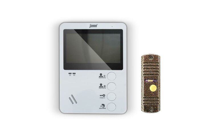 фото - J2000 Комплект видеодомофона 4,3'-1 Екатерина/Адмирал PAL (белый/медь) без козырька