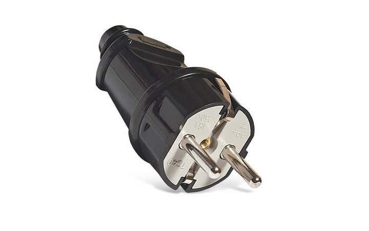 фото - Вилка электрическая прямая 16А 250В с заземл. черн. (еврослот) UNIVersal А1010