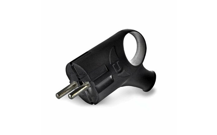 фото - Вилка электрическая угловая 16А 250В с заземл. с ушком черн. (еврослот) UNIVersal А0112