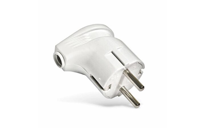 фото - Вилка электрическая угловая 16А 250В с заземл. бел. (еврослот) UNIVersal А105