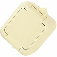 Розетка 1-м ОП 10А IP44 с заземл. с крышкой п/герм. крем. Makel 18204