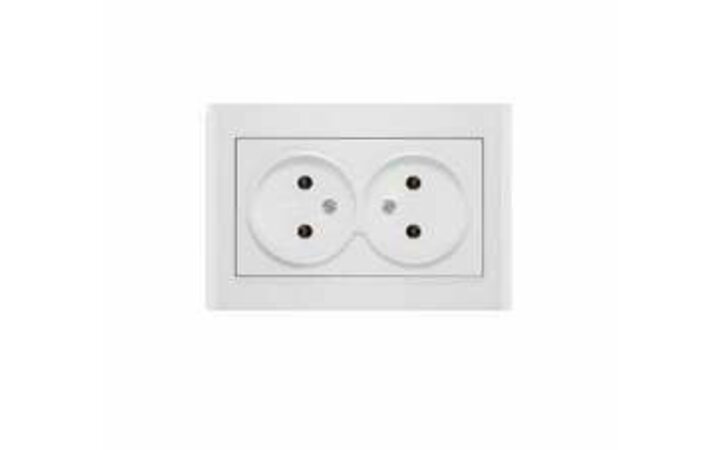 фото - Розетка 2-м СП Бриллиант 16А IP20 без заземл. бел. UNIVersal 7947519