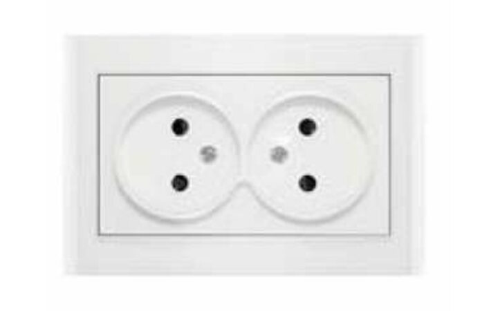 фото - Розетка 2-м СП Бриллиант 16А IP20 без заземл. защ. шторки бел. UNIVersal 7947526