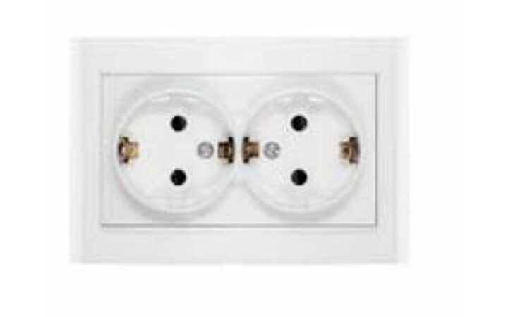 фото - Розетка 2-м СП Бриллиант 16А IP20 с заземл. защ. шторки бел. UNIVersal 7947540