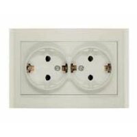 Розетка 2-м СП Бриллиант 16А IP20 с заземл. защ. шторки сл. кость UNIVersal 7948769