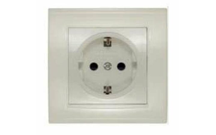 фото - Розетка 1-м СП Бриллиант 16А IP20 с заземл. защ. шторки сл. кость UNIVersal 7948851