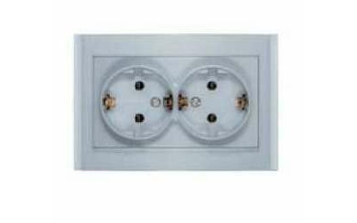 фото - Розетка 2-м СП Бриллиант 16А IP20 с заземл. серебр. UNIVersal 7949780