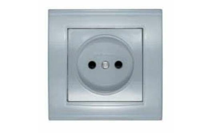 фото - Розетка 1-м СП Бриллиант 16А IP20 без заземл. защ. шторки серебр. UNIVersal 7949841