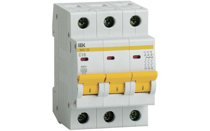 фото - Выключатель автоматический модульный 3п C 16А 4.5кА ВА47-29 IEK MVA20-3-016-C