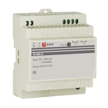 фото - Блок питания 24В DR-60W-24 EKF dr-60w-24