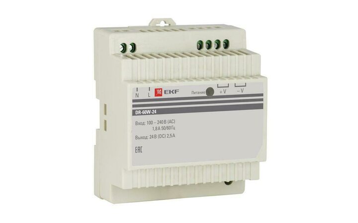 фото - Блок питания 24В DR-60W-24 EKF dr-60w-24