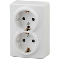 Розетка 2-м ОП Эра Эксперт 11-2206-01 16А IP20 16AX 250В 2х2P+E Schuko защ. шторки бел. Эра Б0020694