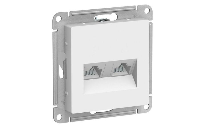 фото - Механизм розетки компьютерной 2-м AtlasDesign RJ45 + RJ45 кат.5e бел. SchE ATN000185